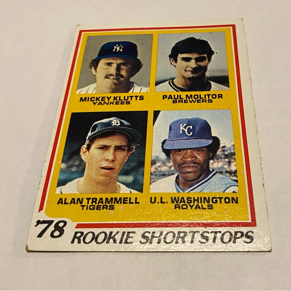 Paul Molitor/Alan Trammell/Mickey Klutts/UL Washington RC Rookie 1978 Topps - Picture 3 of 3